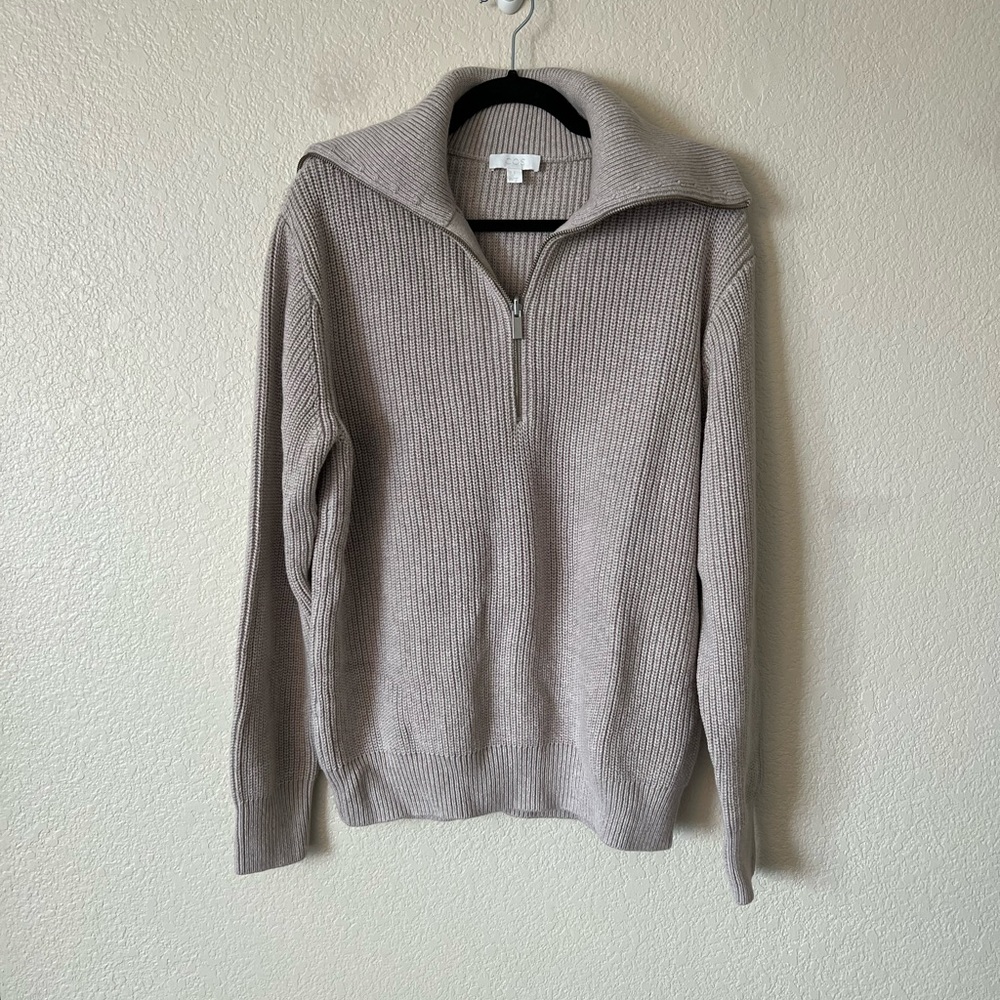 Grey Cotton Quarter Zip sweater